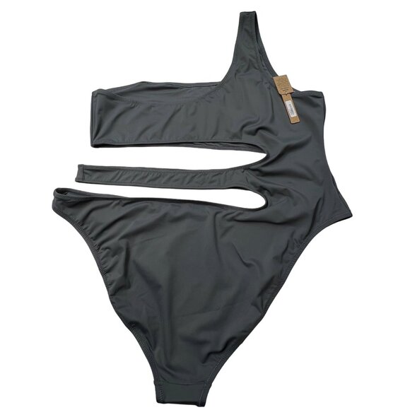 SKIMS Swim One Shoulder Monokini Gunmetal Womens 4X - Picture 4 of 12